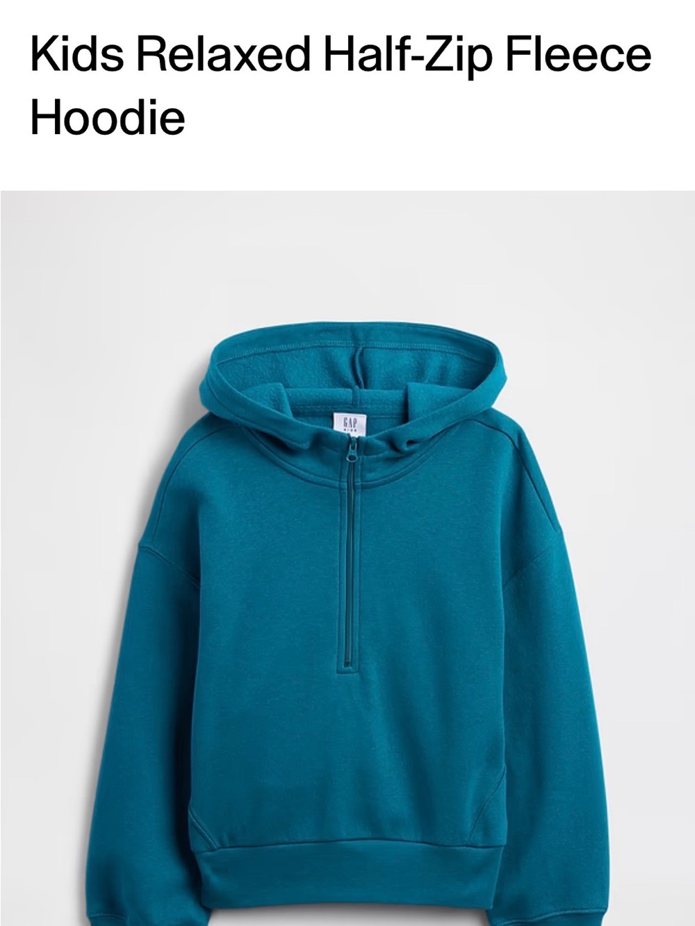 GAP Kids Teal Half-Zip Fleece Hoodie